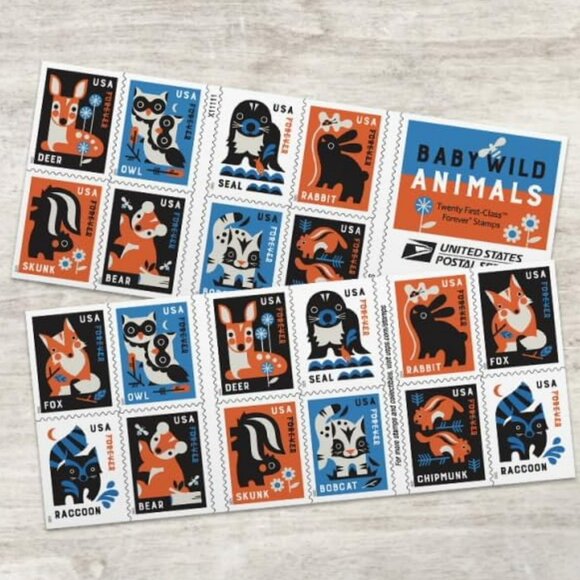 Baby Wild Animals 2025  Forever Postage Stamps--1000 Stamps - Picture 1 of 6